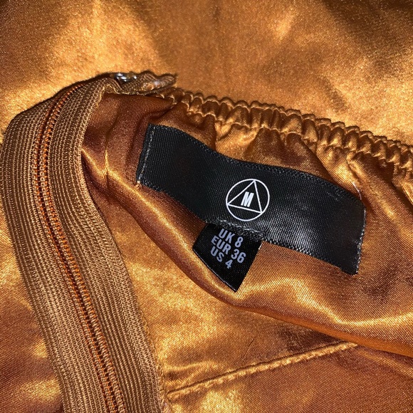 Gold Silky Drape Choker Shift Dress Size Small - Picture 10 of 10